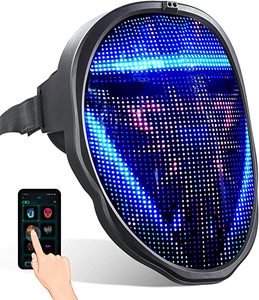 EDMコスチューム、コスプレパーティー用大人向けLEDマスク、LEDフルフェイスマスク、アプリでBluetoothプログラマブルLEDハロウィンマスク - Product Image 1