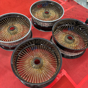 โรงงานเคลือนทำสีล้อแม็กซ์สีดำขนาด 24 นิ้ว ล้อลวดสีทอง - Product Image 2