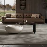 Table basse rotative rétractable style crème, cadre en bois, pour salon, luxe léger, haut de gamme, artistique, créative, en verre, italienne