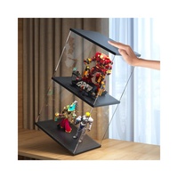 Vitrine de présentation en acrylique transparente pour figurines, voitures miniatures, objets de collection et modèles muraux, avec éclairage LED et support