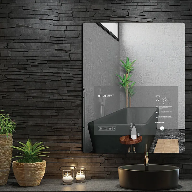 Full Function Glass TV Android Smart Mirror Bluetooth Music Speaker LED bagno Smart Mirror