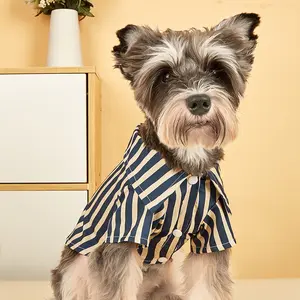 Polo popular para perros Ins, ropa a rayas para perros de primavera y verano, ropa para perros pequeños de fibra de algodón