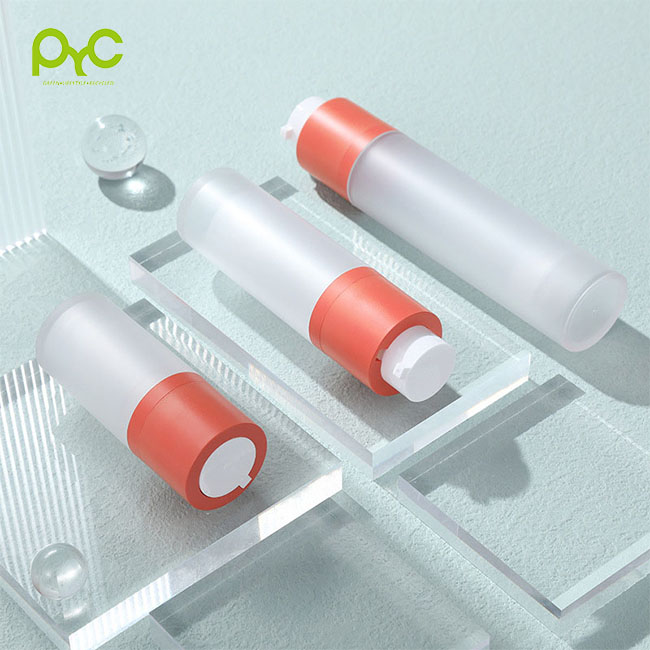 Hot Sale 15ml 30ml 50ml Orange Cap Airless PP Bottle Frosted Spray Bottle Face Wash Cream Plastic Bottle
