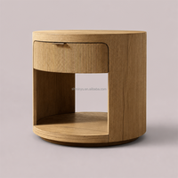 Table d'appoint ronde en bois de luxe avec tiroir, style américain, table basse moderne, meubles de salon