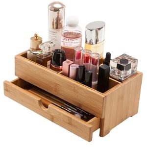Étagère de rangement en bambou avec deux tiroirs, type sur pied, organisateur de maquillage, comptoir pour la cuisine - Product Image 1