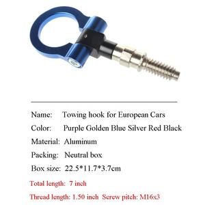 Universale per <span class=keywords><strong>BMW</strong></span> E <span class=keywords><strong>1</strong></span> serie 3 X5 X6 in alluminio nero per Auto gancio paraurti Auto rimorchio anteriore posteriore gancio traino per Auto - Product Image 2