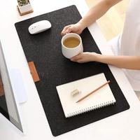 Tapis de bureau antidérapant, léger et Portable en feutre, avec manches en cuir pour le crayon
