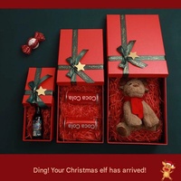 Coffret Cadeau Nouvel An Rouge avec Ruban Doré, Étiquette Étoile, Plusieurs Tailles, Sac Cadeau Assorti, Emballage Cadeau pour le Festival du Printemps et Réunions Annuelles