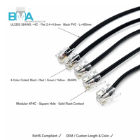 Cable Modular 4P4C con Conector a Terminal de Alambre Estañado 26AWG 400MM/1.31ft, Aislamiento de PVC Negro para Cableado de Señal de Línea Telefónica y Sistemas de Seguridad