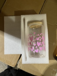 Day Gift <b>Iced</b> <b>Coffee</b> With Lid and Straw Valentines Heart Glass Can <b>Cup</b> - Product Image 4