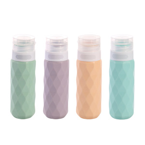 Ensemble de flacons distributeurs en silicone à succès – Bouteilles de voyage portables anti-fuite pour shampoing et gel douche, motif diamant - Product Image 4