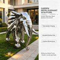 Sculpture d'éléphant en acier inoxydable 304 poli miroir, taille personnalisée, statue de paysage en métal pour jardin de villa extérieur