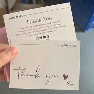 Tarjetas de agradecimiento de diseño personalizado con MOQ bajo, papel artístico de 300 g/m², tarjetas de agradecimiento para pequeñas empresas por su compra, plantillas gratuitas. - Product Image 4