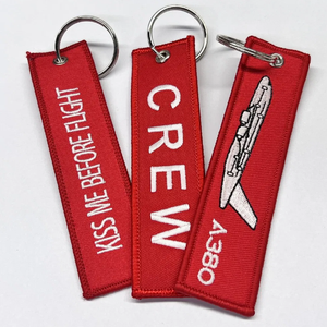 Personalized <strong>Custom</strong> Embroidered Keychain Woven Motorcycle Flight Label Brand Jet Tag Fabric Air Tag for Car Gifts Promotion Use - Product Image 5