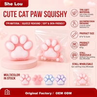 Jouet Squishy Patte de Chat Floquée en Velours Doux, Jouet Anti-Stress Kawaii Moelleux, Cadeau pour Fête, Décoration de Bureau