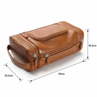 Sac de toilette pour homme en cuir PU avec logo personnalisé, grande capacité, trousse de toilette de voyage, pochette de maquillage imperméable, vente en gros