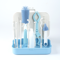 Brosse de nettoyage multifonctionnelle de marquage laser pour le nettoyage des biberons de bébé Brosse à capuchon Paille Mamelon Ensemble de brosses à biberon en silicone