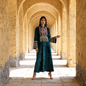 Vestido Largo de Noche Elegante con Pedrería de Primera Calidad, Abaya de Poliéster para Mujeres Musulmanas, Ropa de Fiesta - Product Image 2