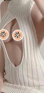 Mode Sexy femmes dos nu vierge tueur pull col roulé ouvert poitrine creux tricot pull automne pull - Product Image 6