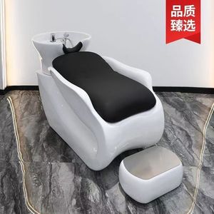 Lit de lavage semi-inclinable en fibre de verre pour salon de coiffure, avec évier en céramique - Product Image 6