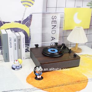 Деревянный проигрыватель пластинок хорошего качества, современный дизайн, домашний аудиоплеер из льна, МДФ, ПВХ с виниловым проигрывателем AAS gramophone BT - Product Image 4