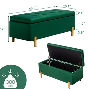 Kirkasa Hiện Đại Nhung Tufted Lưu Trữ Ottoman Băng Ghế Dự Bị Vàng Chân Bọc Benche Cho Ăn Uống Sử Dụng Ghế Phòng Ngủ Phòng Khách Hành Lang - Product Image 2