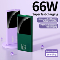 Batterie externe 66W double ports USB Portable Super Charging PD22.5W 20000Mah Power Bank Pack de batterie supplémentaire Chargeur d'alimentation avec Type-C