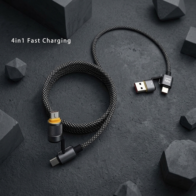 High Quality PD240W 4-in-1 Fast Charging Magnetic Braided Nylon Cable for iphone 15 Pro Max for air Pods Smart Phone Smart Watch