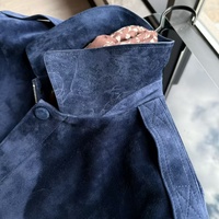 Nouvelle Collection 2026 – Blouson Bomber Homme en Daim et Peau de Mouton Bleu Royal, Style Vintage, Respirant, avec Empiècements en Cuir, Décontracté et Polyvalent