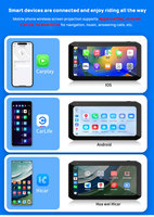 Navigateur GPS étanche de 6.25 pouces avec Carplay TPMS double caméras DVR pour motos prend en charge sans fil Android Auto Karadar T7