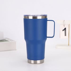 BPA Free Reusable 20oz 30oz Stainless Steel Double Wall Vacuum Insulated <b>Coffee</b> Mug Travel Tumbler with Metal Handle and Lid - Product Image 6