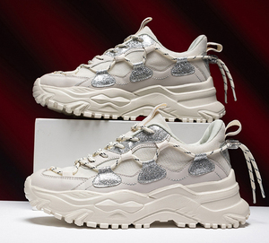 2024 nouveautés femmes mode plate-forme blanc baskets gros à lacets décontracté marche Style chaussures <span class=keywords><strong>femme</strong></span> vulcanisé chaussures de Sport - Product Image 6