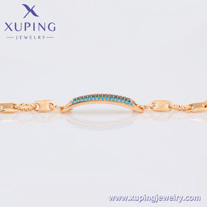 A00908488XUPING初回注文 $50以上送料無料高級ハンドジュエリー18Kゴールドカラー合成CZ3A + ストーンカフブレスレット - Product Image 5