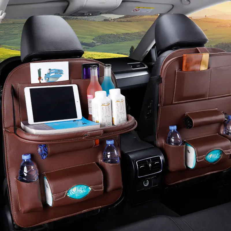 Tray Tablet Holder Tissue Box Auto Back Seat Bag Protector Car Back Seat Organizer Storage Bag Foldable Table