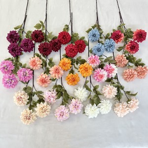 Fleurs artificielles transfrontalières en soie à 3 têtes Dahlia pour décoration de mariage et de maison - Product Image 2