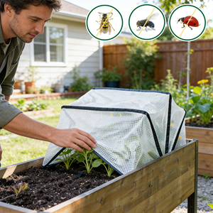 Filet de protection pour plantes avec cadre métallique en PE, couverture de serre accordéon anti-parasites et anti-rongeurs, facilement assemblable - Product Image 6