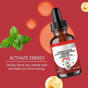 Gouttes liquides de piment de Cayenne en gros avec aubépine, racine de betterave, curcuma, vitamines <span class=keywords><strong>K2</strong></span>+D3 : Activez votre énergie, se mélange facilement à votre alimentation quotidienne. - Product Image 2