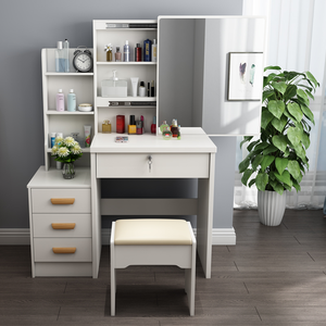 Tocador con espejo para dormitorio, Tocador con cajones, Tocador con luz - Product Image 1