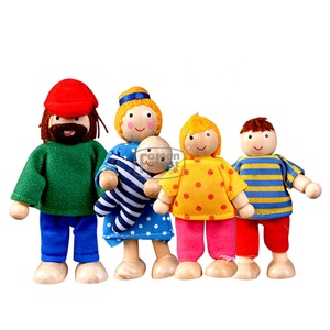 Familia de Muñecas Felices de Madera, 6 Personas, Figuras Flexibles de Madera - Product Image 6