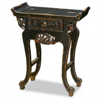 Table console en bois d'orme rustique antique vieilli de style chinois sculptée dans le Shanxi