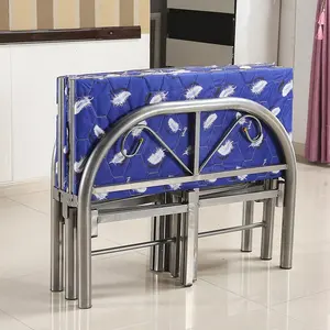 مصنع الجملة رخيصة الثمن المحمولة فراش الحديد الصلب المعادن واحدة قابلة للطي سرير قابل للطي