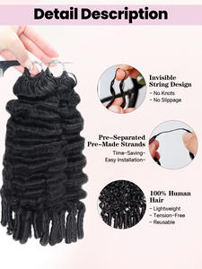 Extensiones de Cabello Humano Rizado Birmano con Punta de Pluma FH, Cabello Humano para Trenzas con Puntas Rizadas en Espiral - Product Image 2