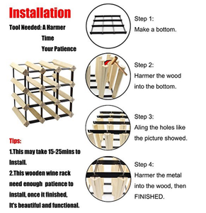 Estante de vino de piso Soporte de exhibición Almacenamiento Estante de botellas de vino de madera Estante de vino de madera modular apilable - Product Image 6