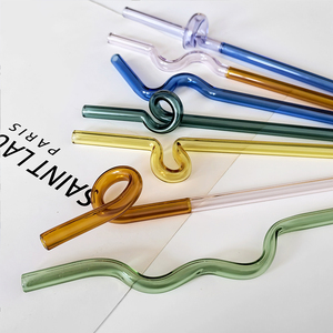Ống hút thủy tinh xoắn với thiết kế dễ thương cong ống hút thủy tinh Borosilicate cho nước trái cây sữa nước giải khát đồ uống cà phê nóng bán - Product Image 2