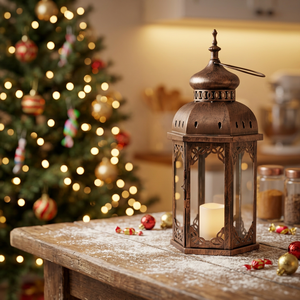 Z6 Indian-inspired Wedding Living Small Moroccan Gold Ornate Candle Lantern Antique Lantern Decorative Candle Holder India - Product Image 1