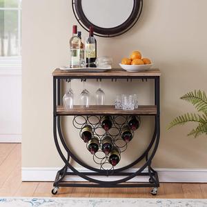 Carrito de hierro forjado negro de estilo europeo, gabinete de almacenamiento para restaurante, carrito de bar industrial, estante para vasos, carrito para botellas de vino - Product Image 1
