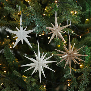 Juego de 2 Adornos Colgantes para Árbol de Navidad, Estrella Morava Grande de Plástico con Purpurina, 6 Pulgadas, Decoraciones Festivas - Product Image 1
