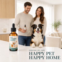 Suplemen Vitamin Cair untuk Anjing - Meningkatkan Imunitas, Meredakan Gatal, Memperbaiki Kesehatan Kulit dan Bulu, Semua Ras, Botol Pipet