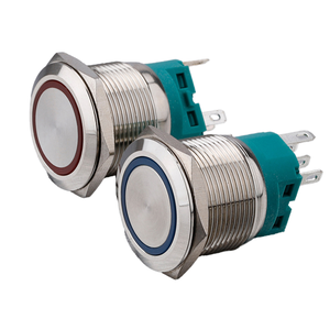 Interruptor de Botón Pulsador Metálico <span class=keywords><strong>Yulian</strong></span> IB19E-P11F-E/N de 19 mm, 12 V, con Anillo de Luz LED Azul para Automóvil, Ojo de Ángel Iluminado, IP65 Impermeable, 15 A, 1NO1NC - Product Image 1
