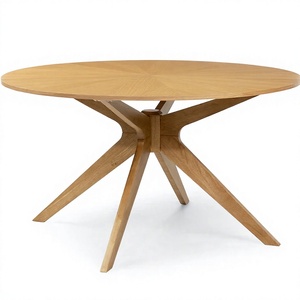 Mesa de Centro Redonda Moderna de Madera Sólida de Estilo Mid-Century con Diseño Ecológico, Fácil Montaje y Base Resistente para Muebles de Sala - Product Image 3